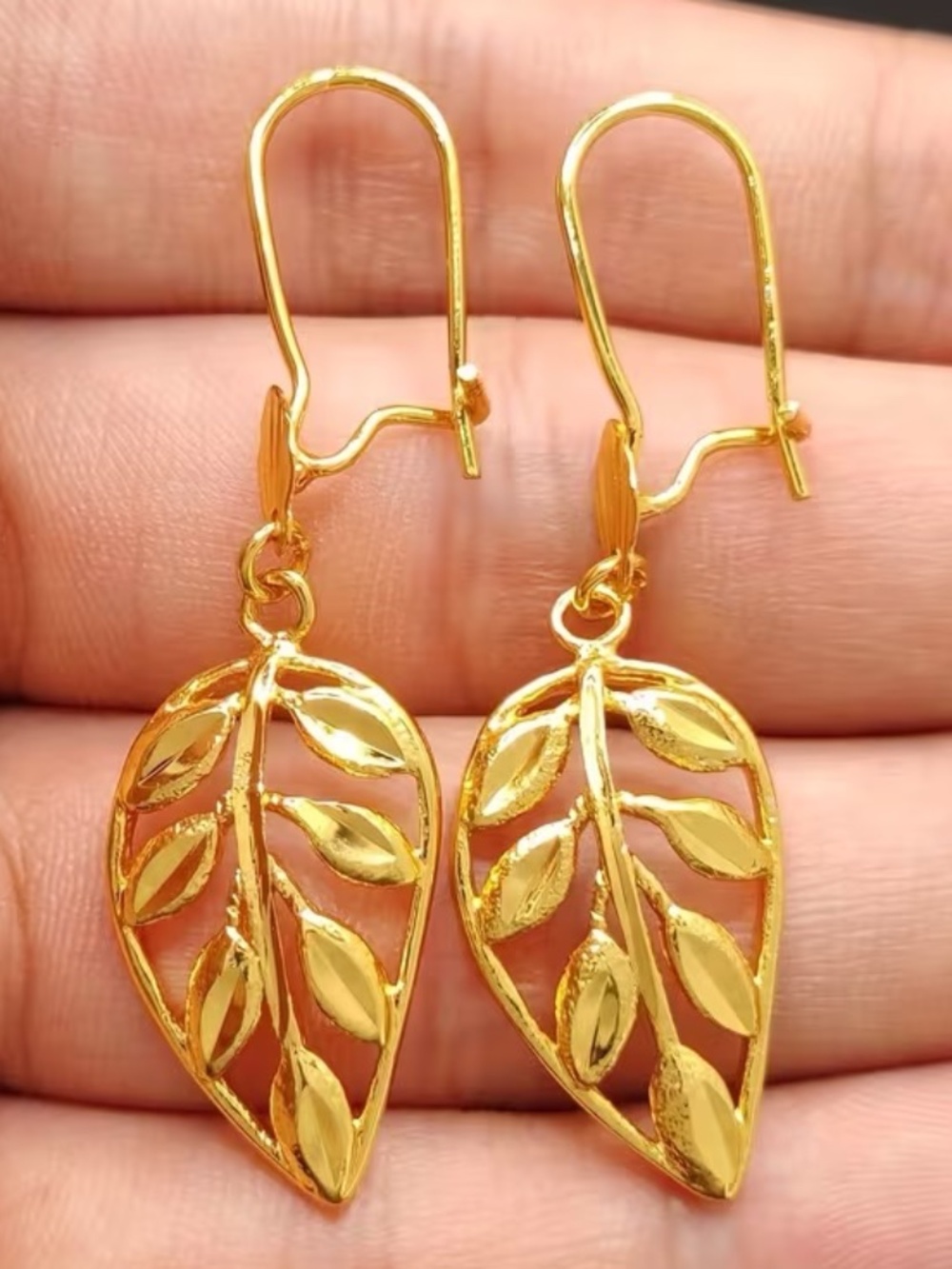 Gold Leaf Dangle Earrings